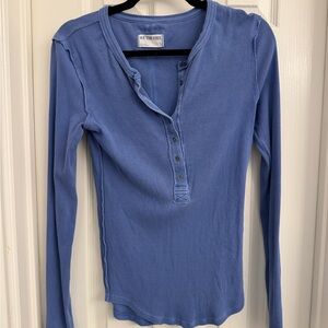 Free People Blue Long Sleeve Henley
